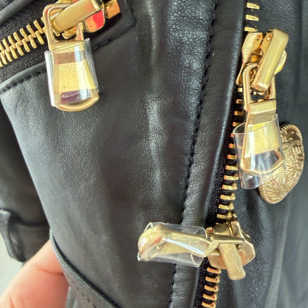 NWT L'AGENCE Black Leather Billie Jacket with Gold Buttons - Picture 4 of 7